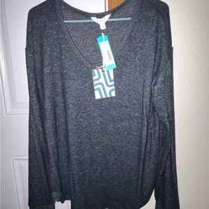 Market & Spruce Heather Gray V-Neck Sweatshirt